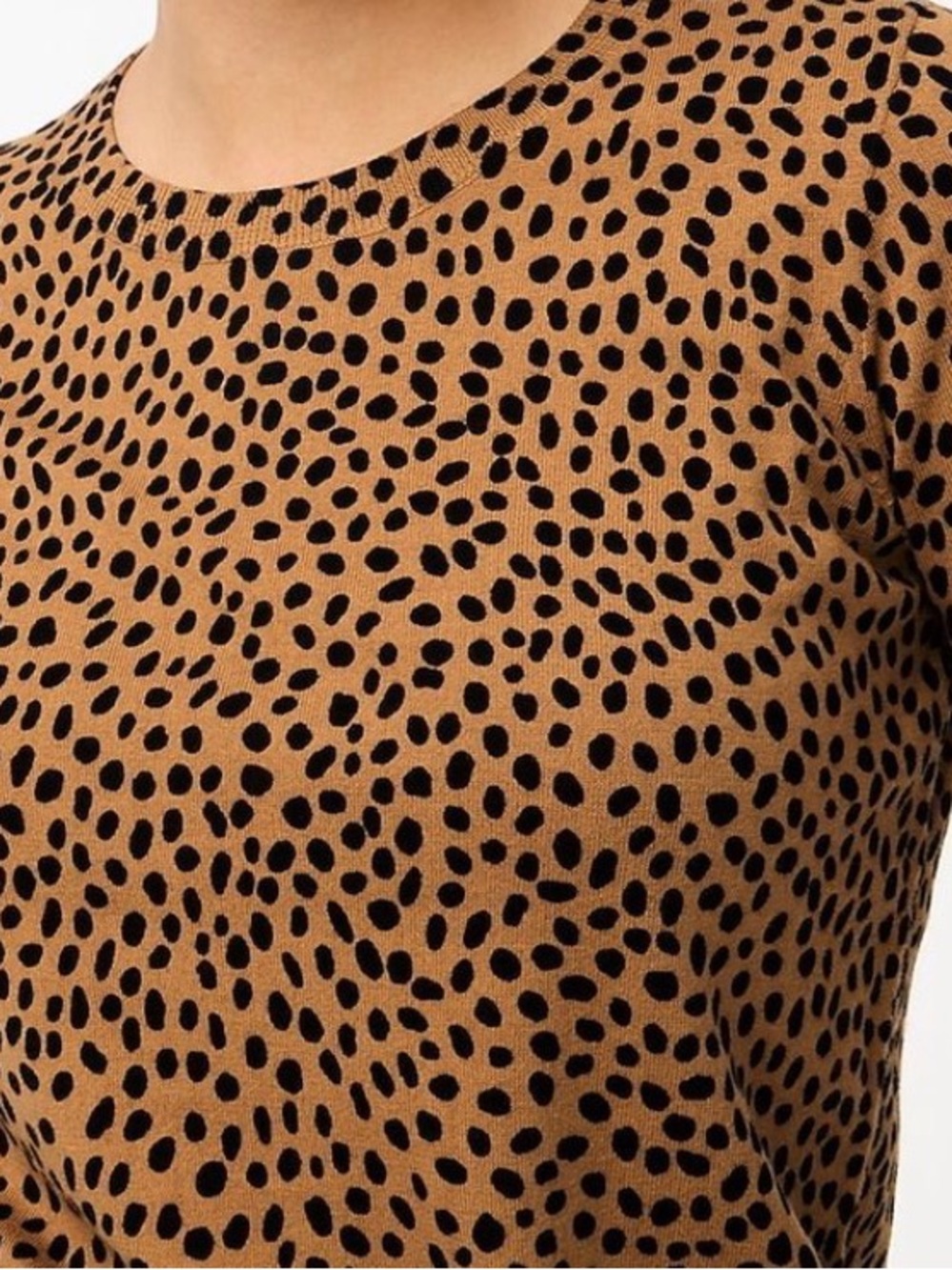 J. Crew Camel Leopard Spot Crewneck Sweater - Picture 2 of 2